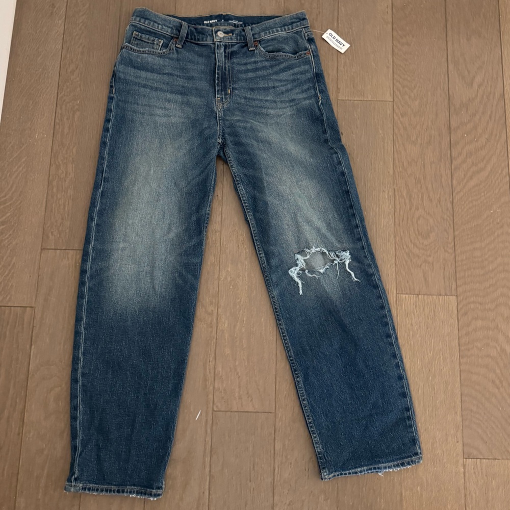 Old Navy Blue Distressed Boyfriend Jeans